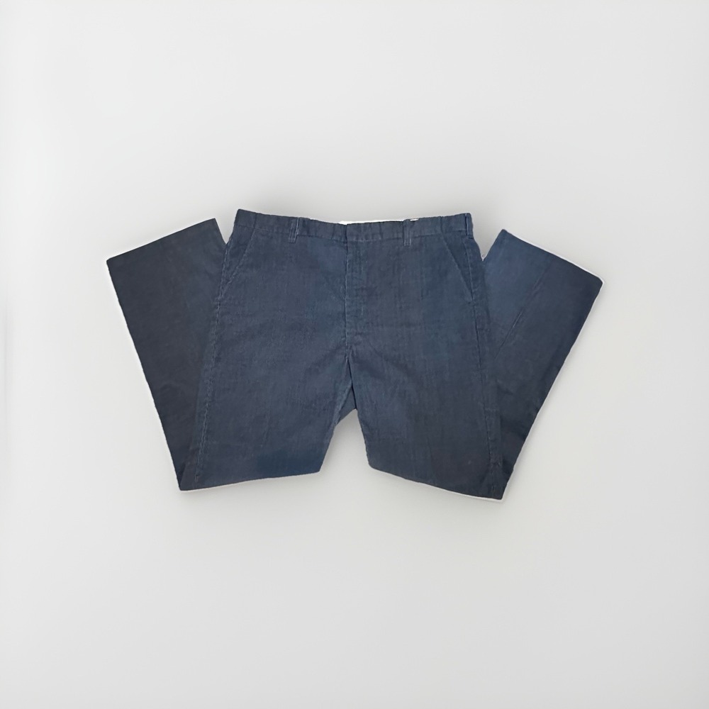 VTG Handmade Men's Corduroy Pants 40x32 Blue Gray Lightweight Straight Leg